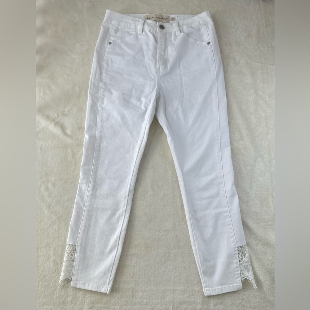 Soft Surroundings White Lace Ankle Jeansβ - Picture 8 of 15